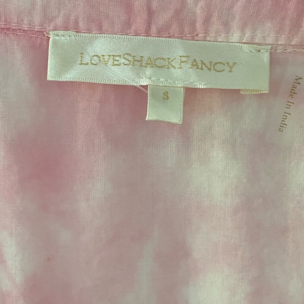 LoveShackFancy NEW Edie Tie Dye Lace Inset Midi Dress Pink - Picture 4 of 5
